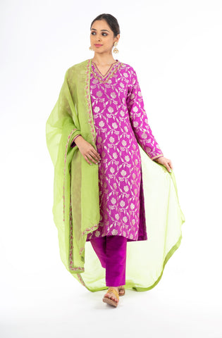 Amazing Purple Color Palm Silk Salwar Kameez
