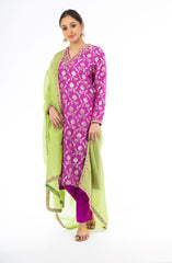 Amazing Purple Color Palm Silk Salwar Kameez