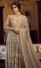 Grey Color Wedding Anarkali Gown in USA, Australia