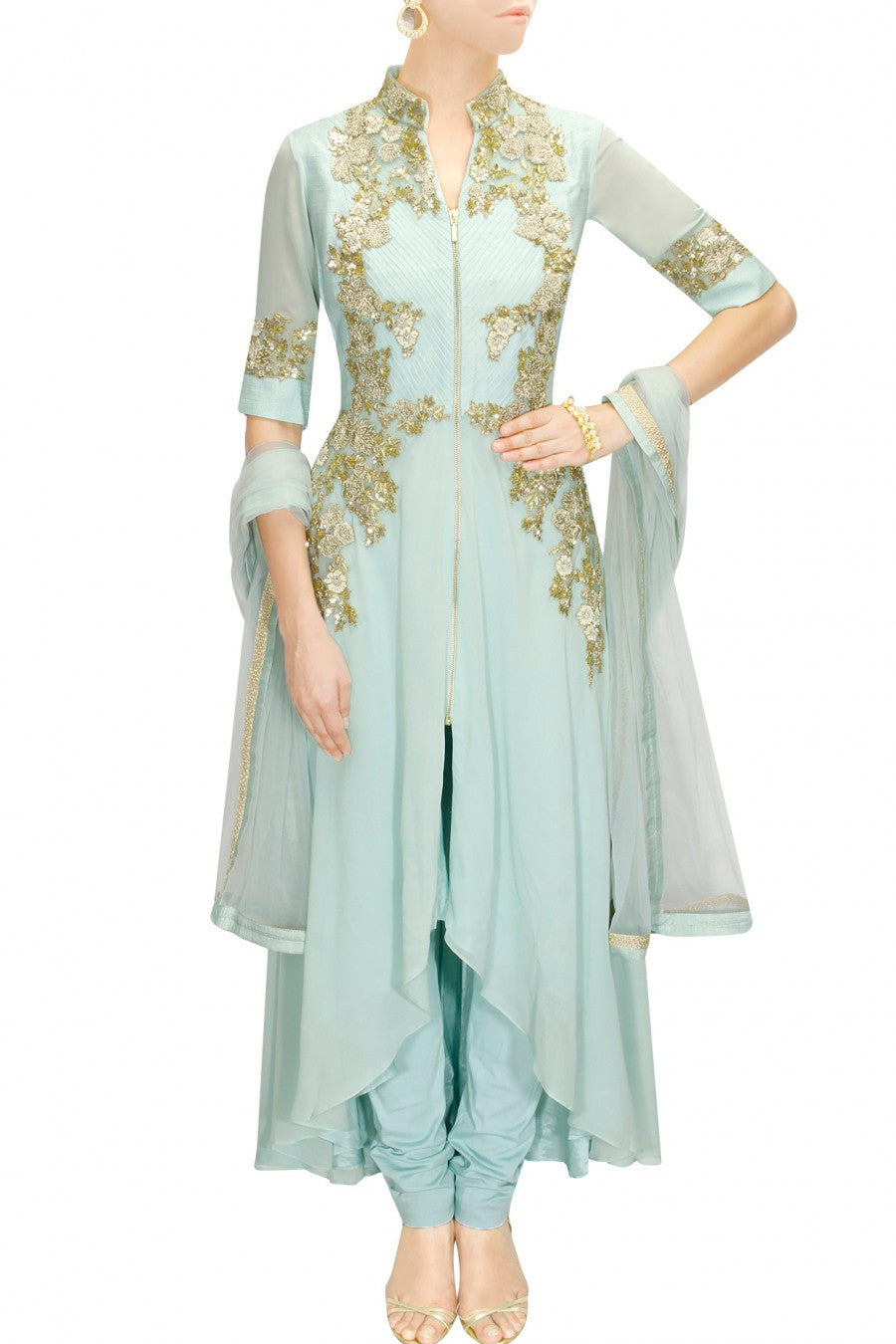 Aqua High-Low Kalidaar Kurta Set