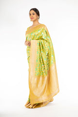 An Elegant Yellow Color Banarasi Handloom Silk Saree from Panache Haute Couture