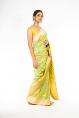 An Elegant Yellow Color Banarasi Handloom Silk Saree from Panache Haute Couture