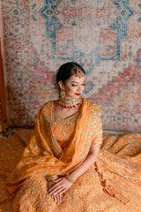 Apricot Color Zardozi Bridal Lehenga