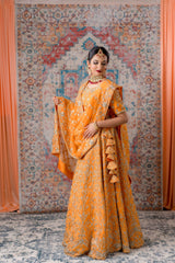 Apricot Color Zardozi Bridal Lehenga