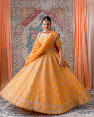 Apricot Color Zardozi Bridal Lehenga