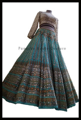 Silk Georgette Gota Patti and Zardozi Embroidered Designer Lehenga Choli from Panache Haute Couture