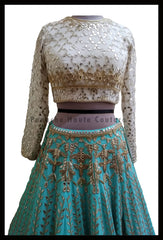 Silk Georgette Gota Patti and Zardozi Embroidered Designer Lehenga Choli from Panache Haute Couture