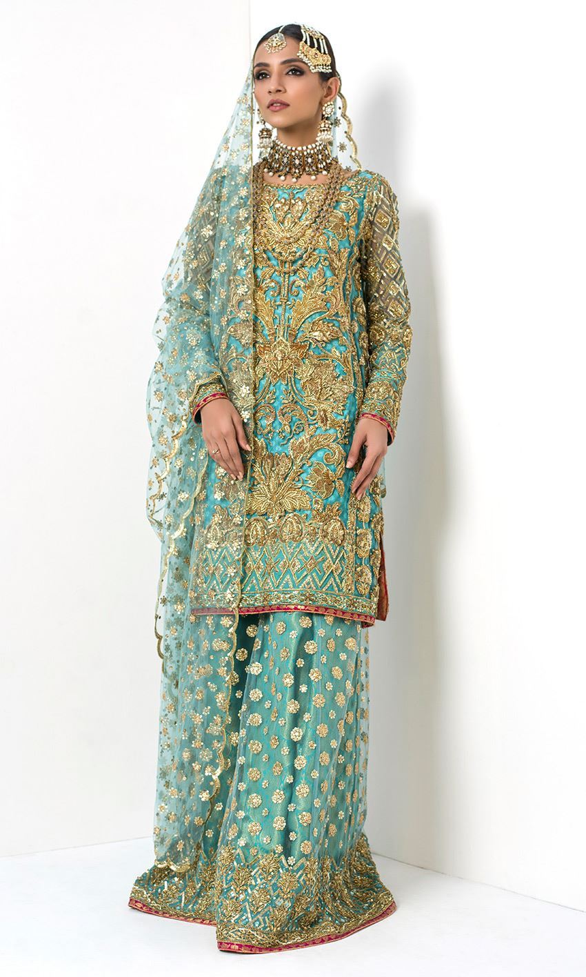 Aqua Color Wedding Sharara