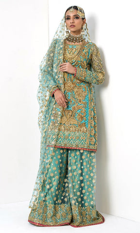 Aqua Color Wedding Sharara