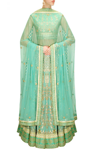 Aqua color Bridal Lehenga Choli