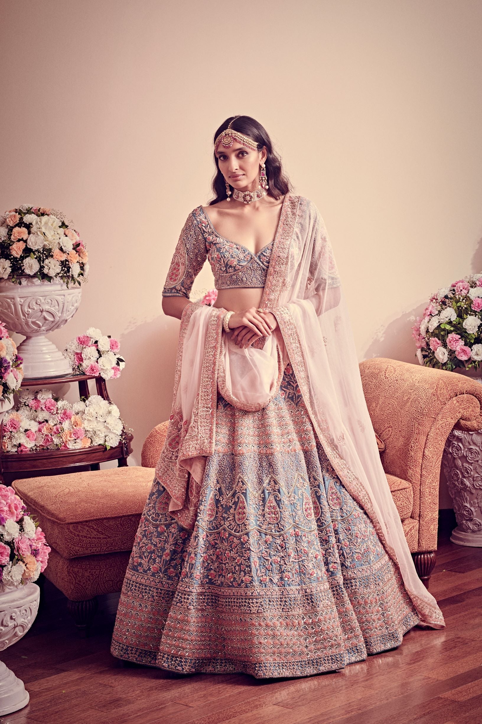 Avant Garde Blue Hued Bridal Lehenga