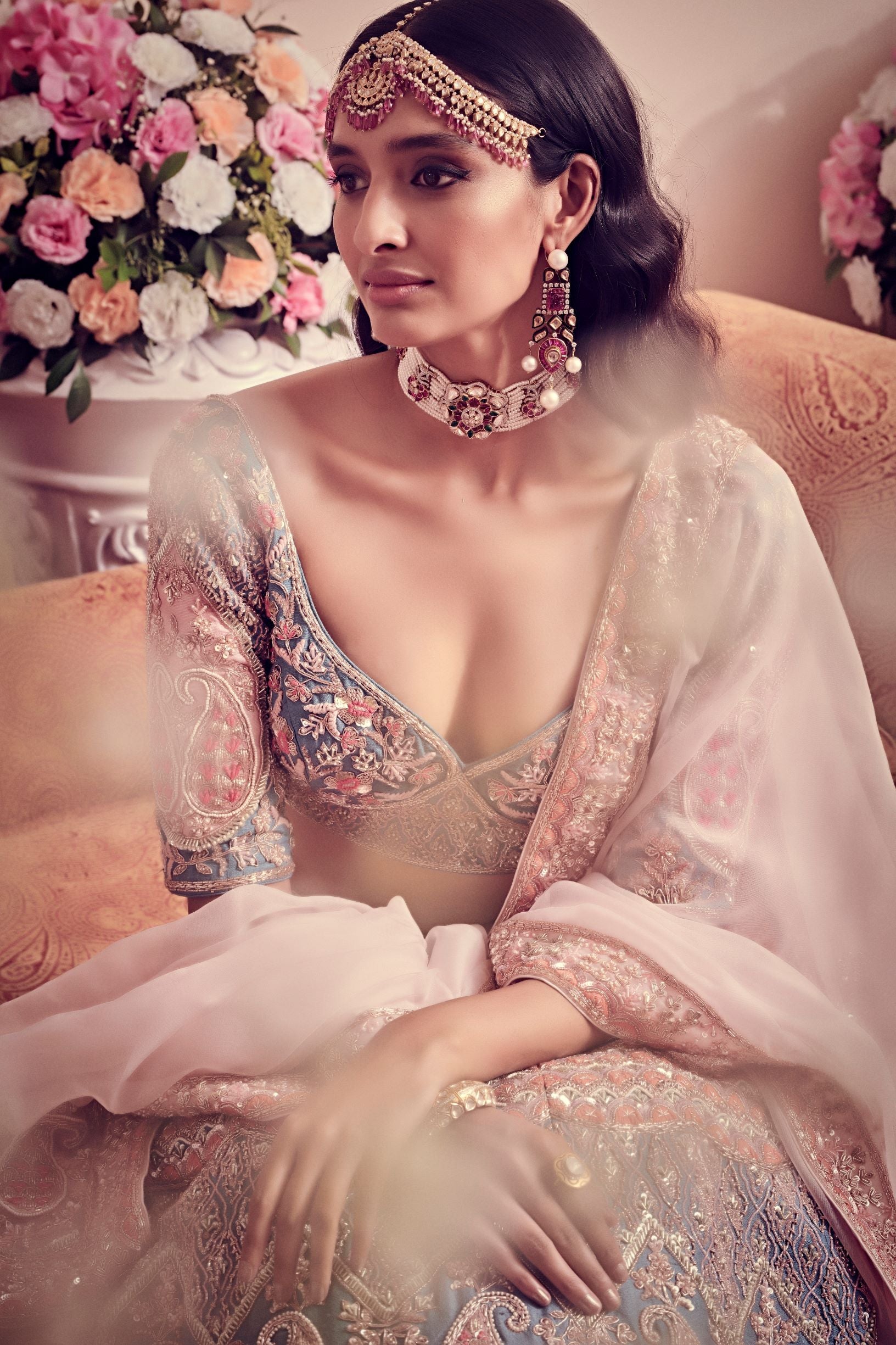 Avant Garde Blue Hued Bridal Lehenga