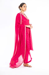 Beauteous Raspberry Pink Color Handloom Silk Salwar Kameez