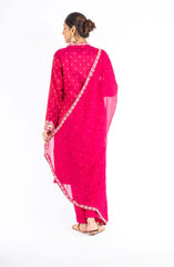 Beauteous Raspberry Pink Color Handloom Silk Salwar Kameez