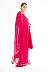 Beauteous Raspberry Pink Color Handloom Silk Salwar Kameez