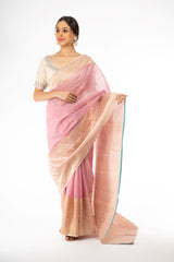 Beauteous Rose Quartz Handloom Silk Saree from Panache Haute Couture