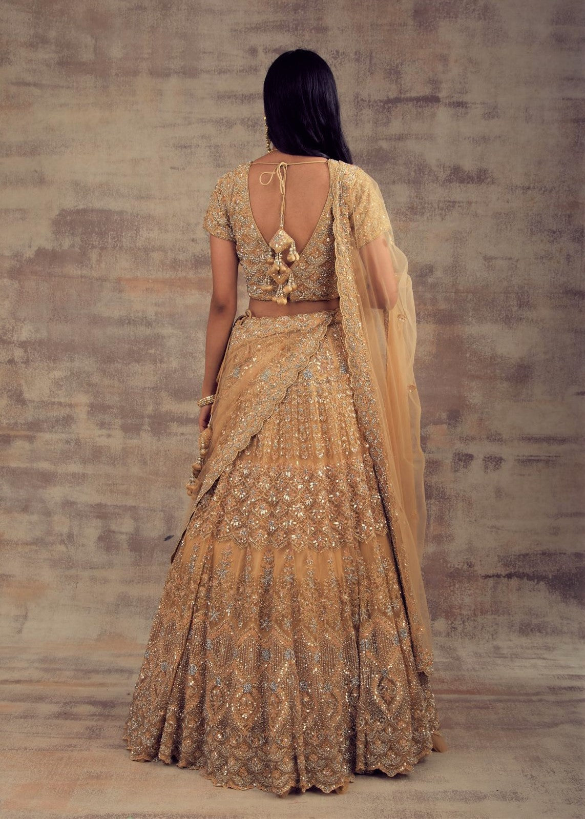 Beige Gold Wedding Lehenga SERIYAH