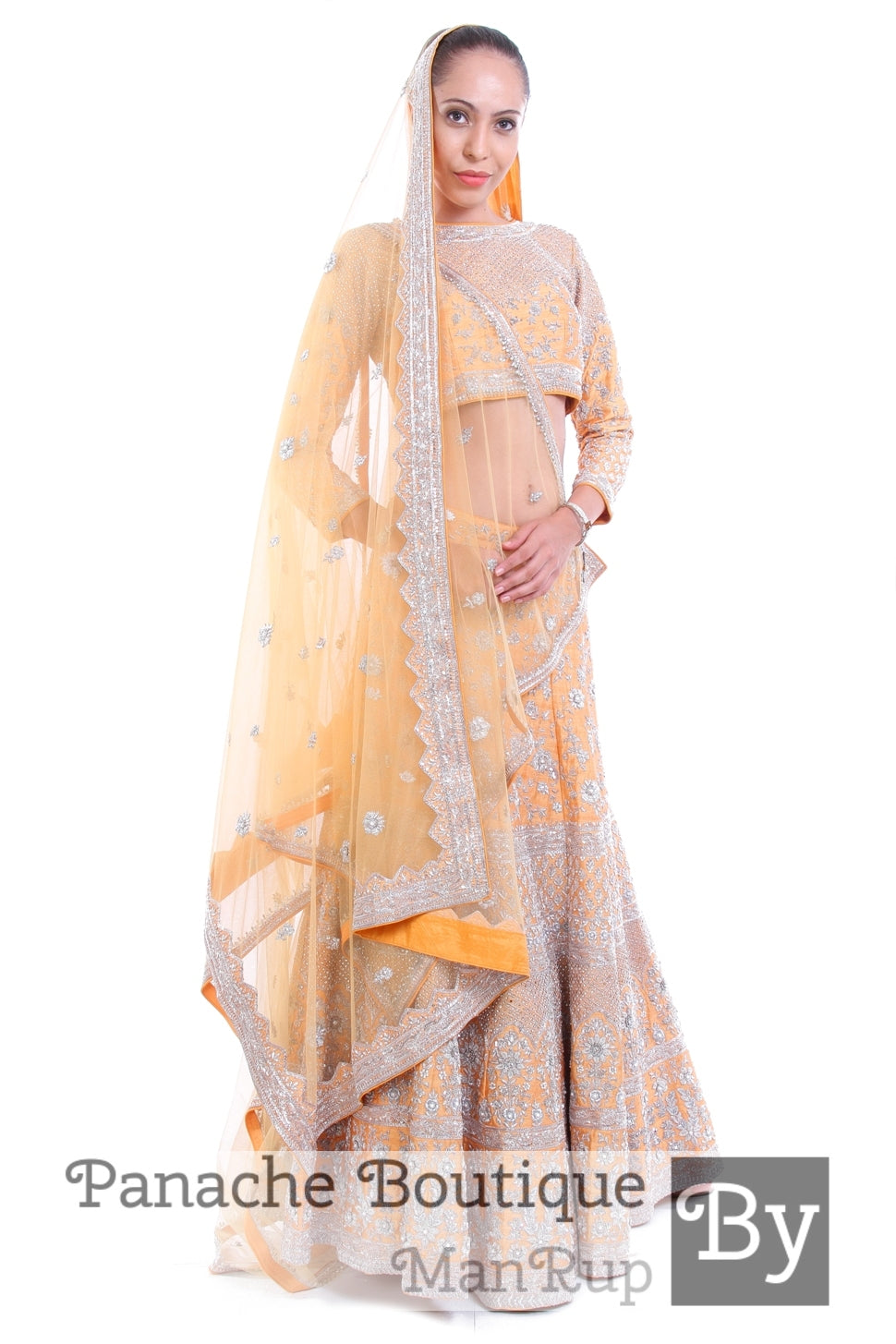 Beige Colour Wedding Lehenga In Zardozi Embroidery
