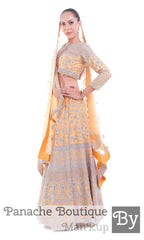 Beige Colour Wedding Lehenga In Zardozi Embroidery