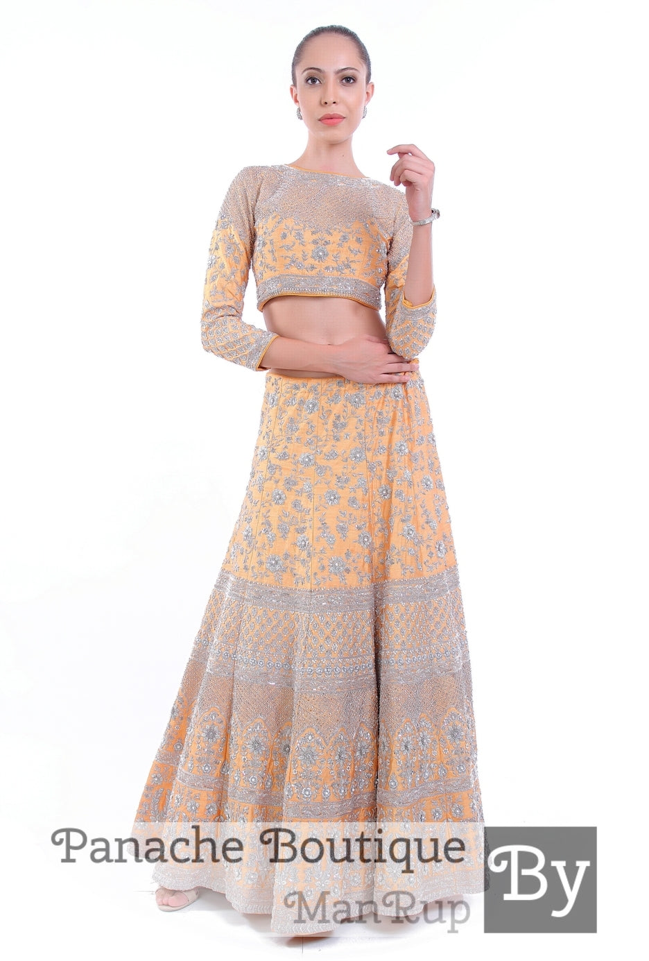 Beige Colour Wedding Lehenga In Zardozi Embroidery