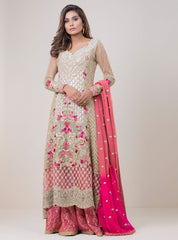 Beige and Pink Sharara Set