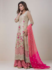 Beige and Pink Sharara Set