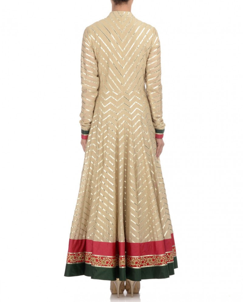 Beige color Long Anarkali suit