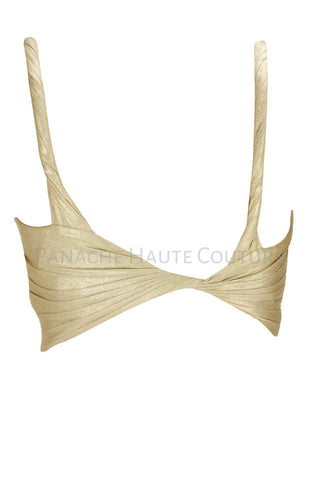 Beige color designer saree gown in crepe