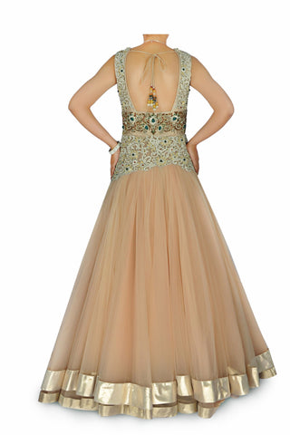 Beige colour Indo Western Bridal gown