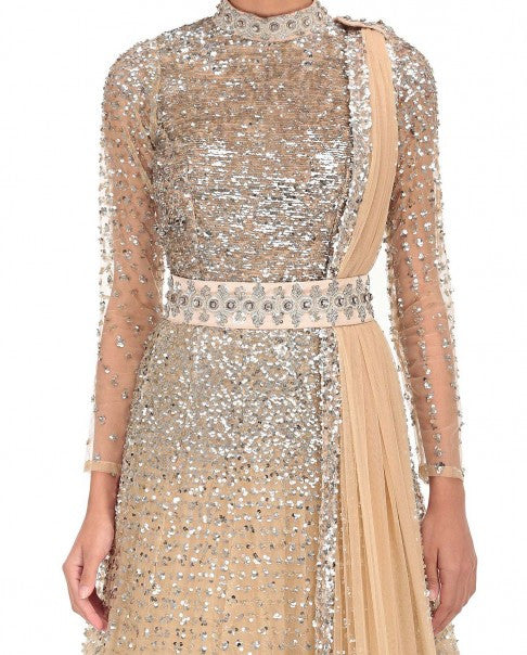 Beige Color Indo Western Gown