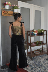 Stunning black color trouser with a banarasi silk blouse