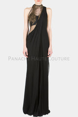 Black Color Designer Saree Gown Online