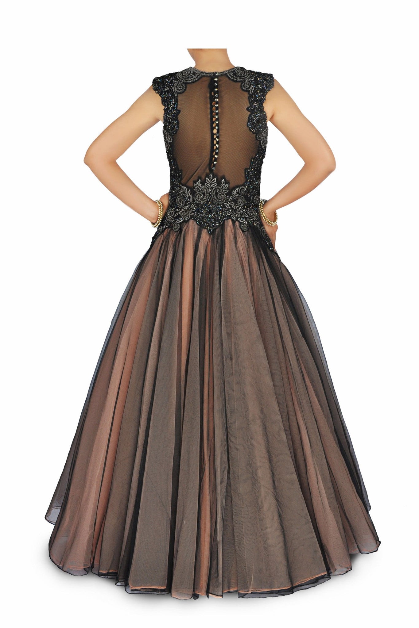Black colour Indo Western Bridal Gown