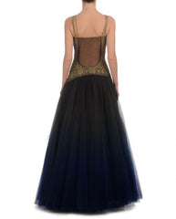 Aqua blue shaded Indo-western gown