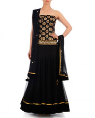 Black color lehenga with brocade choli