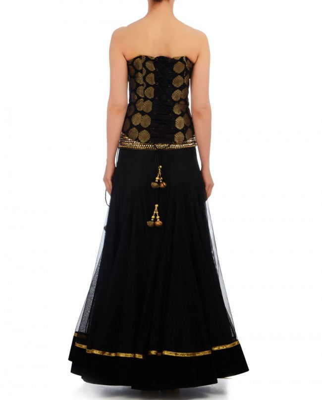 Black color lehenga with brocade choli