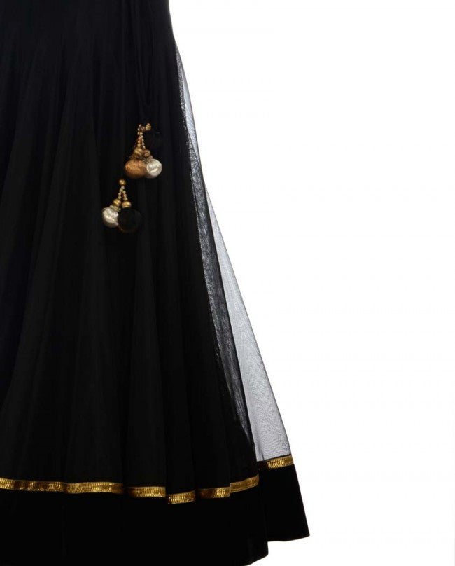 Black color lehenga with brocade choli