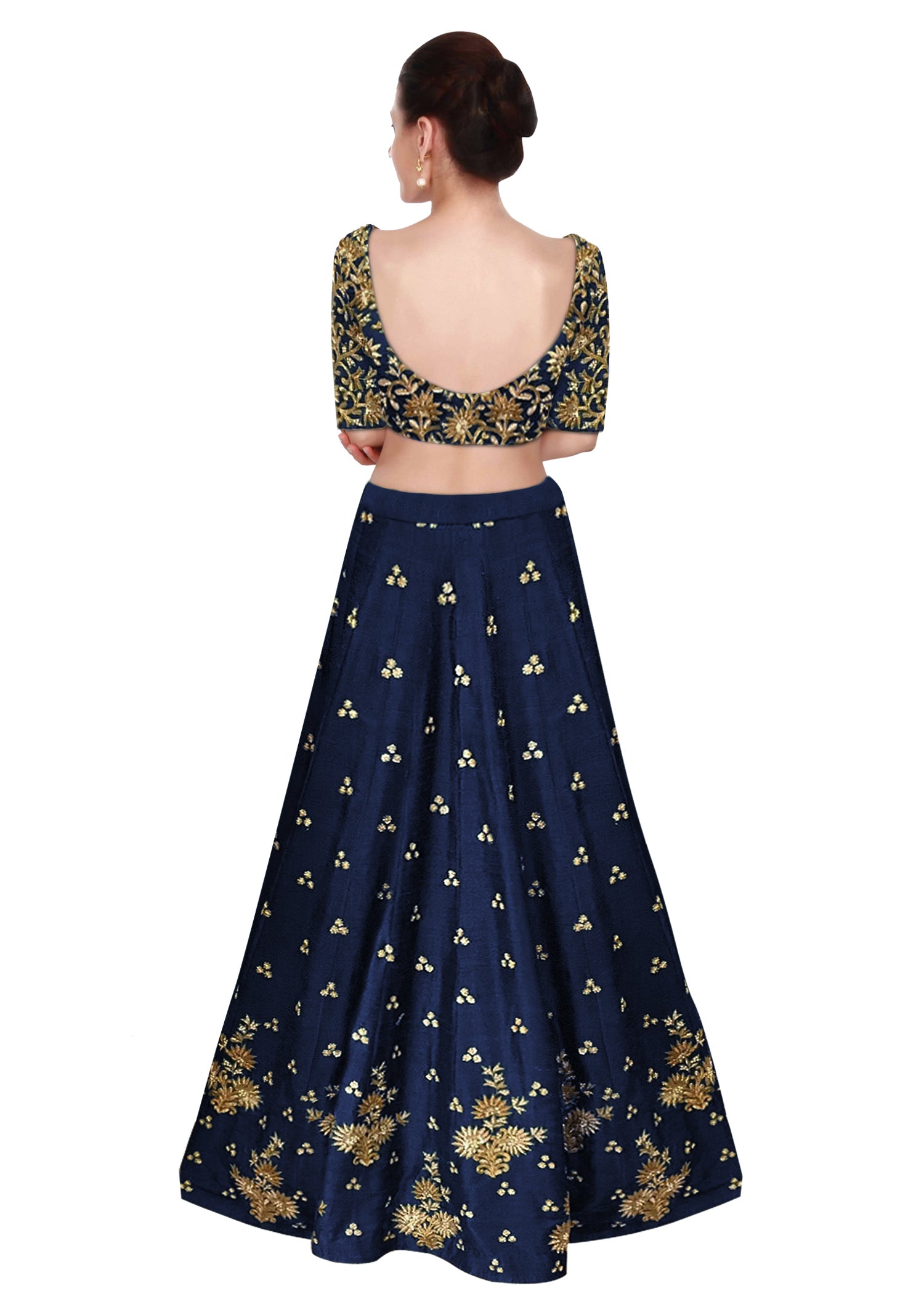 Navy Blue Color Lehenga Choli with Light Blue Dupatta