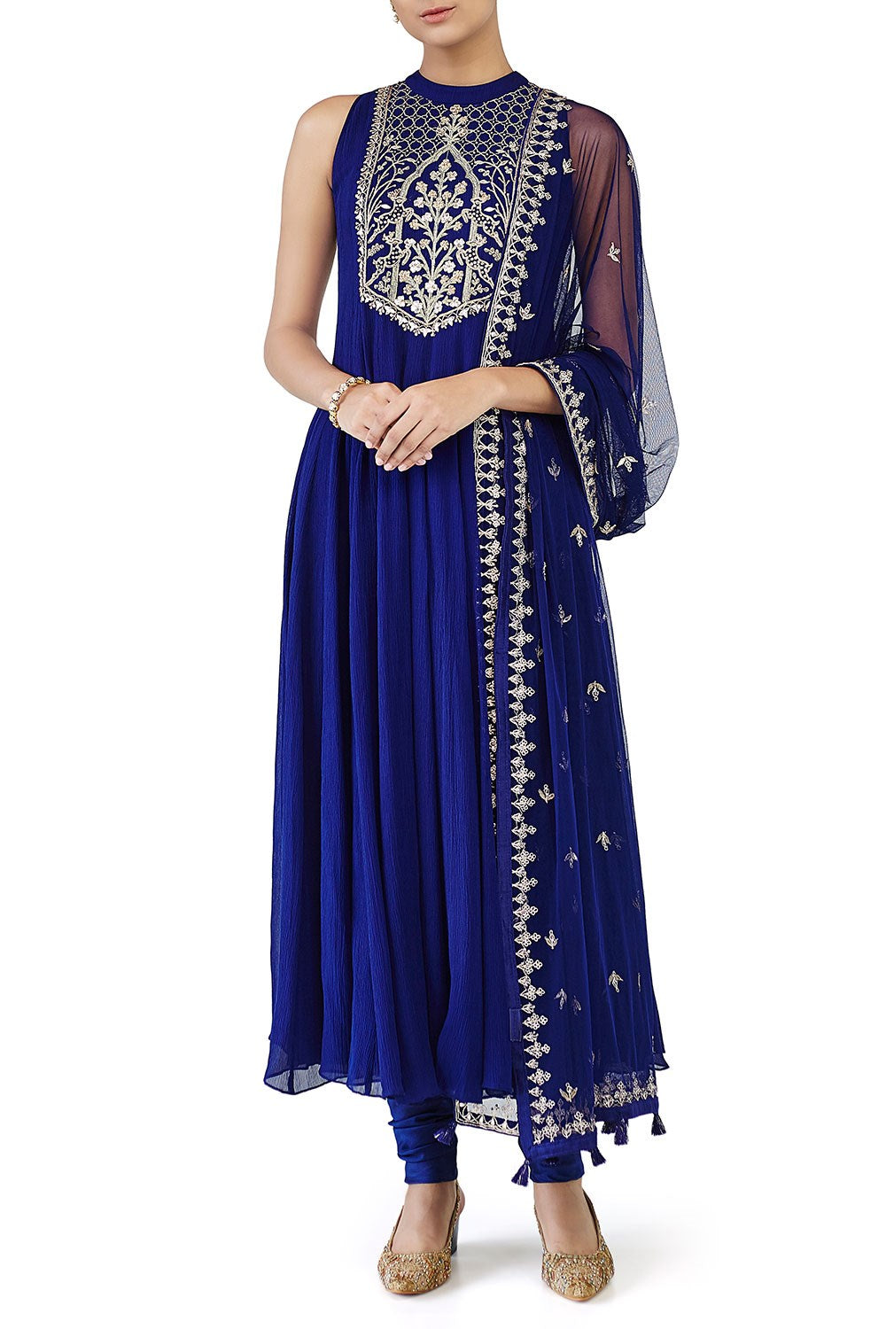 Blue Anarkali with Gotta Patti Embroidery