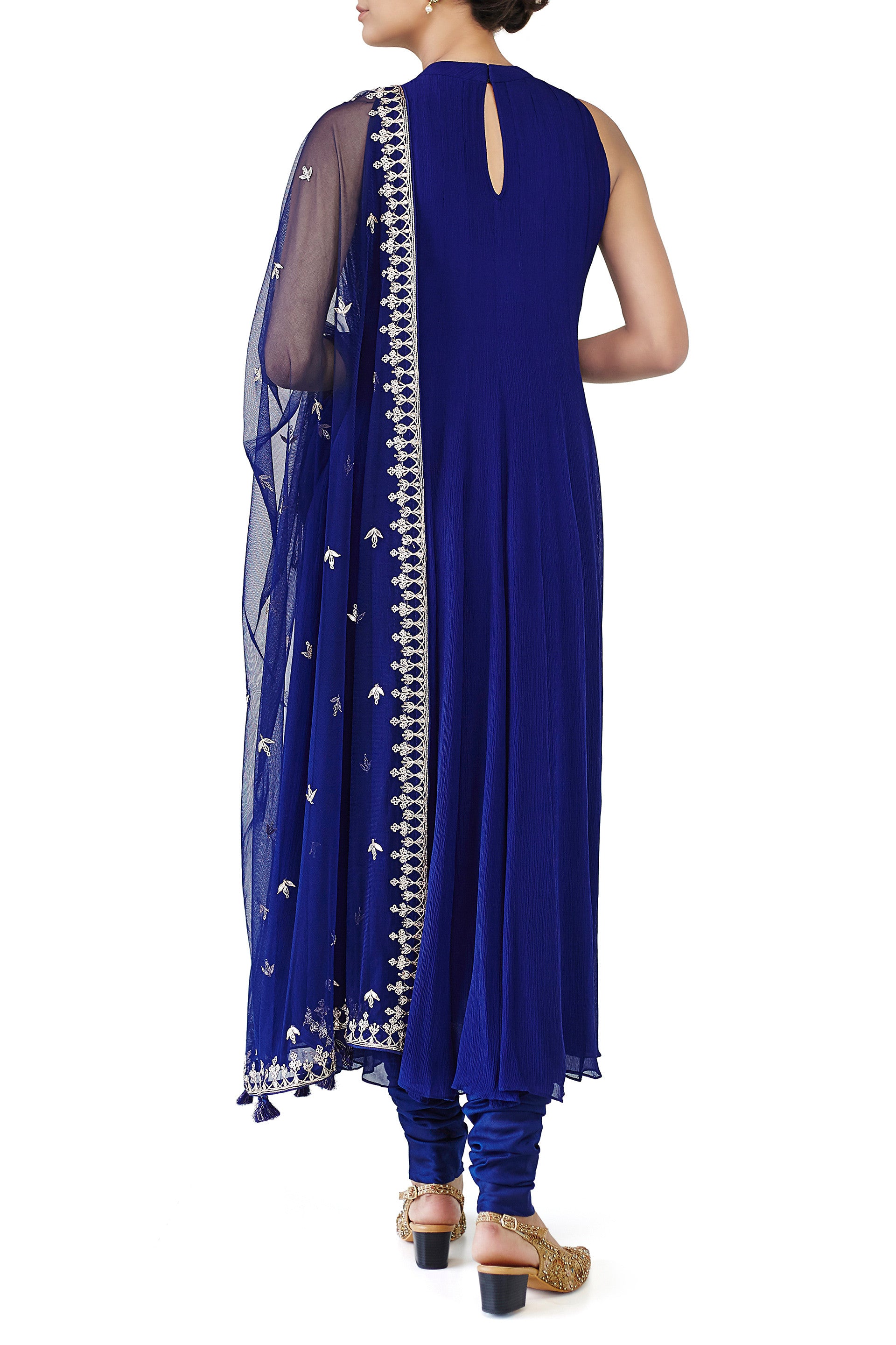 Blue Anarkali with Gotta Patti Embroidery