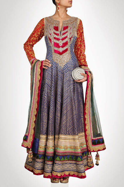 Royal Collection floor length anarkali suit in blue color