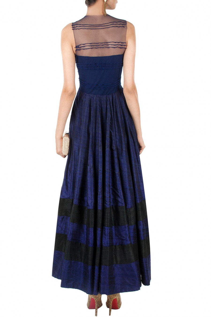 Navy blue color long anarkali suit