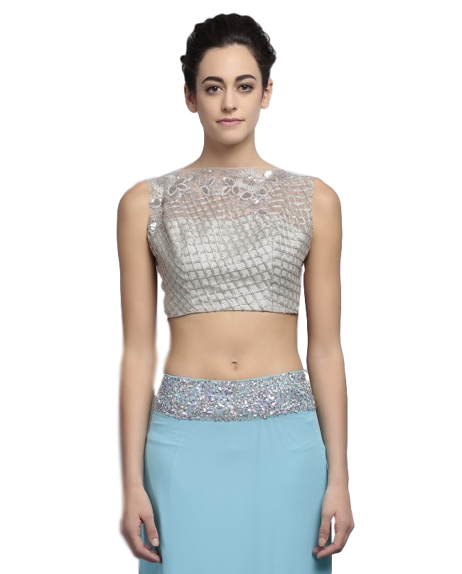 Light blue color designer saree with silver ssequin work