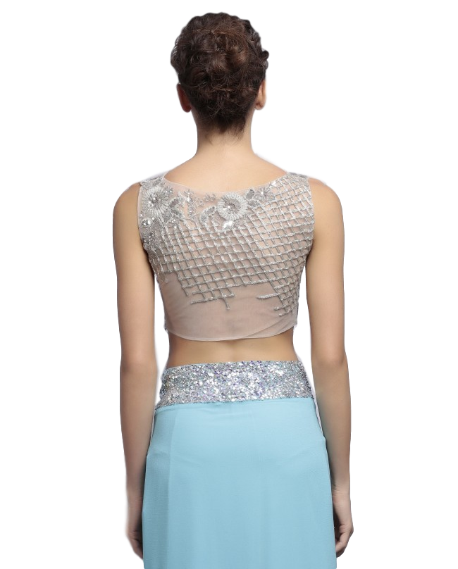 Light blue color designer saree with silver ssequin work