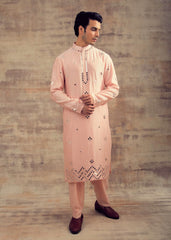 Blush Pink Color Mirror Embroidery Kurta Set