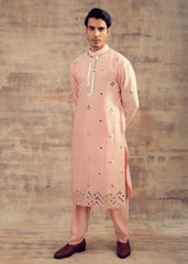 Blush Pink Color Mirror Embroidery Kurta Set