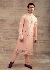 Blush Pink Color Mirror Embroidery Kurta Set