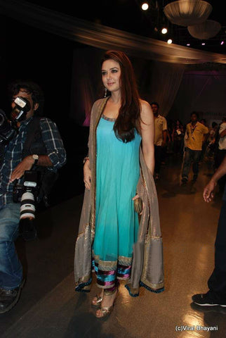 Preety Zinta in Sky Blue anarkali suit