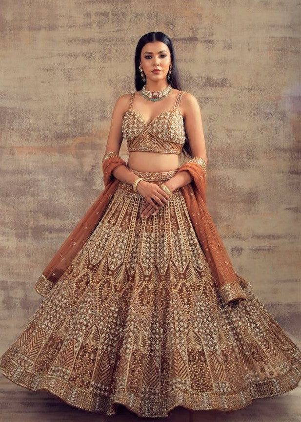Bronze Gold Wedding Lehenga MEHRISH