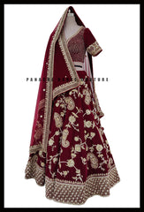 Maroon Burgundy Paisley Bridal Lehenga